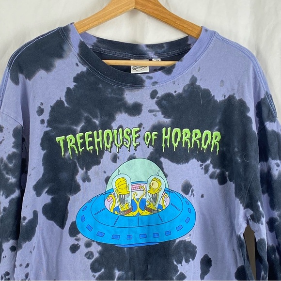 The Simpsons Treehouse of Horror Alien Tie-Dye Long Sleeve Shirt Size Medium - Picture 8 of 16